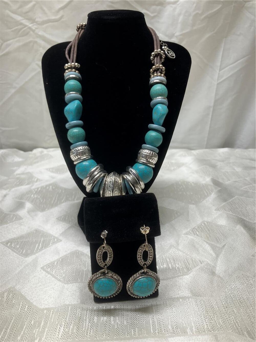 Hand Made By Holley Turquoise Necklace and Earrings